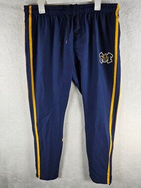 BSN Sports Track Pants Navy Blue Gold Stripe Size Large